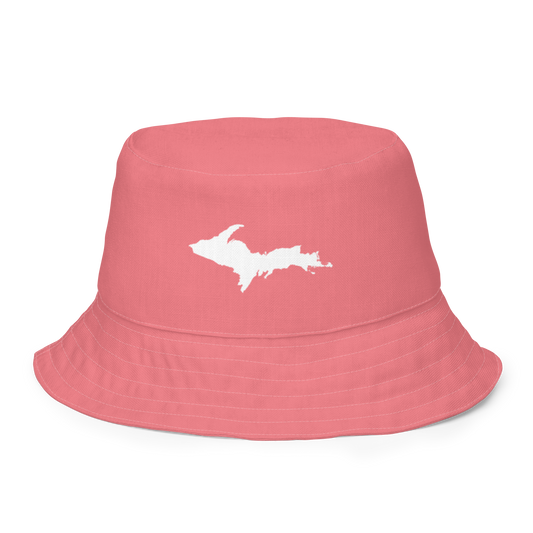 Michigan Upper Peninsula Bucket Hat (w/ UP Outline) | Reversible - Watermelon Pink