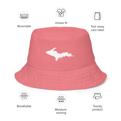 Michigan Upper Peninsula Bucket Hat (w/ UP Outline) | Reversible - Watermelon Pink