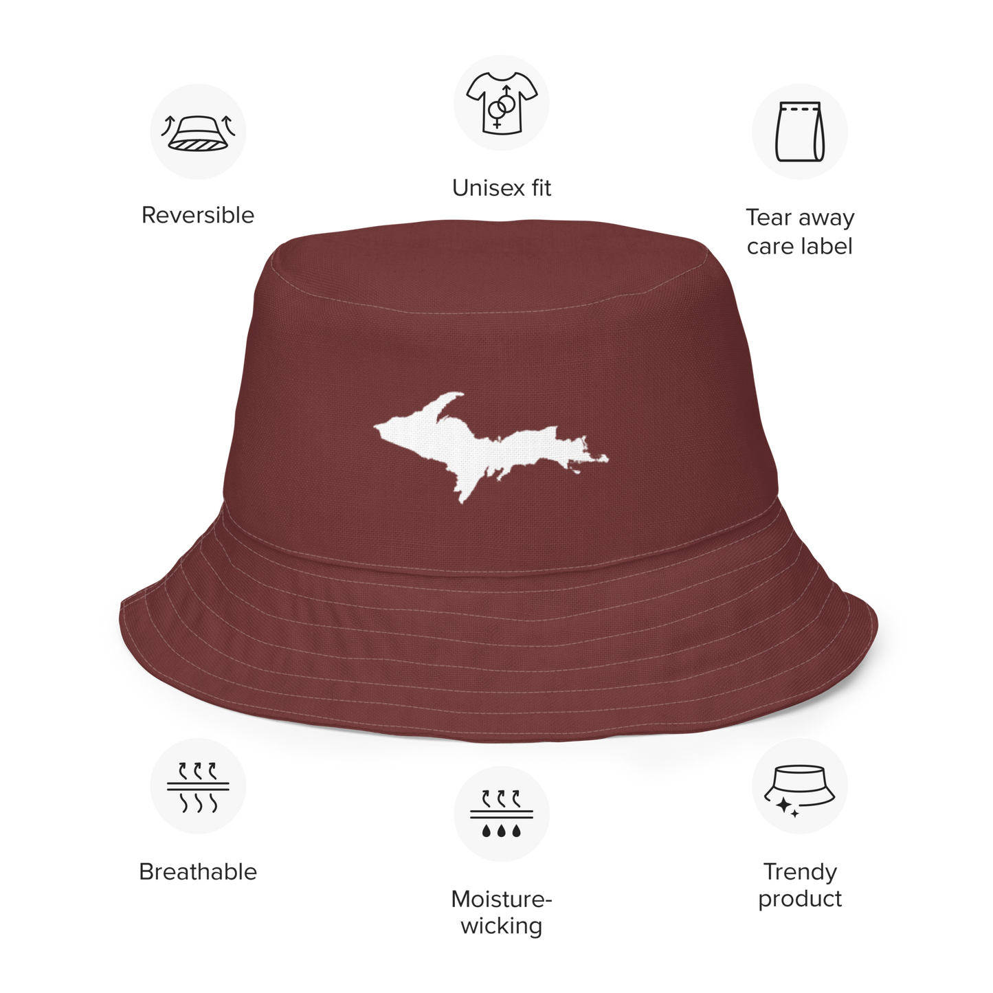 Michigan Upper Peninsula Bucket Hat (w/ UP Outline) | Reversible - Auburn