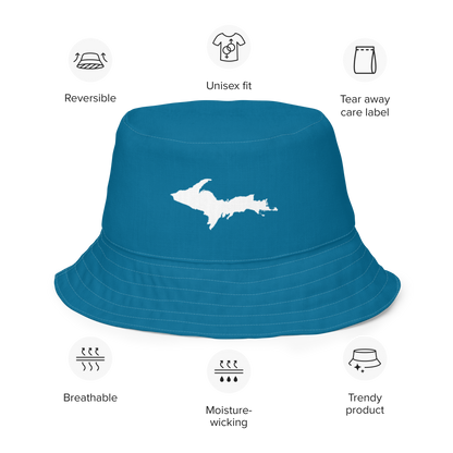 Michigan Upper Peninsula Bucket Hat (w/ UP Outline) | Reversible - Cerulean