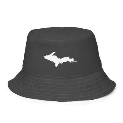 Michigan Upper Peninsula Bucket Hat (w/ UP Outline) | Reversible - Iron Ore Grey