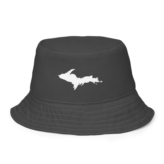 Michigan Upper Peninsula Bucket Hat (w/ UP Outline) | Reversible - Iron Ore Grey