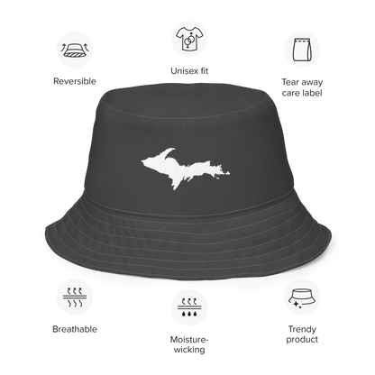 Michigan Upper Peninsula Bucket Hat (w/ UP Outline) | Reversible - Iron Ore Grey