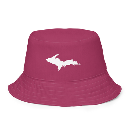 Michigan Upper Peninsula Bucket Hat (w/ UP Outline) | Reversible - Lipstick Pink