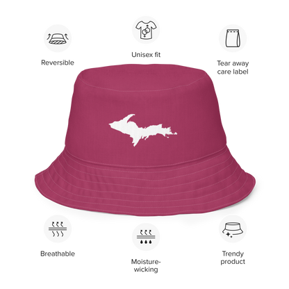 Michigan Upper Peninsula Bucket Hat (w/ UP Outline) | Reversible - Lipstick Pink