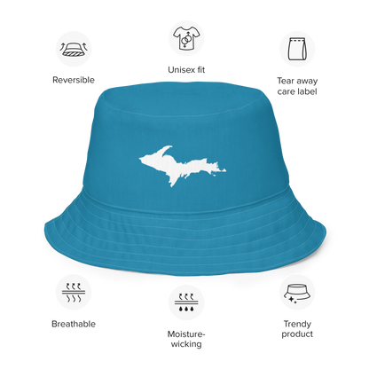 Michigan Upper Peninsula Bucket Hat (w/ UP Outline) | Reversible - Lake Blue