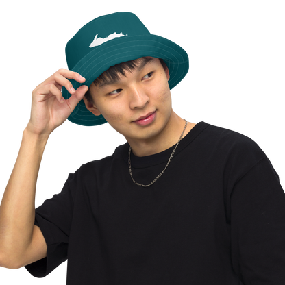 Michigan Upper Peninsula Bucket Hat (w/ UP Outline) | Reversible - Teal