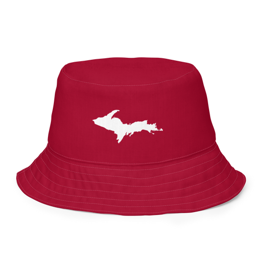 Michigan Upper Peninsula Bucket Hat (w/ UP Outline) | Reversible - Red
