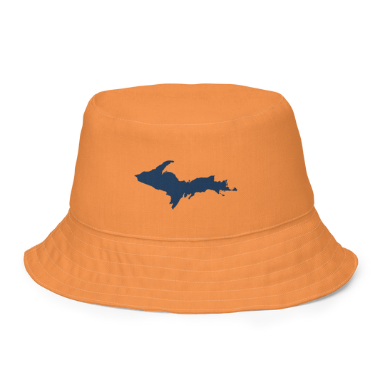 Michigan Upper Peninsula Bucket Hat (w/ Navy UP Outline) | Reversible - Orange
