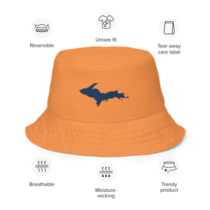 Michigan Upper Peninsula Bucket Hat (w/ Navy UP Outline) | Reversible - Orange