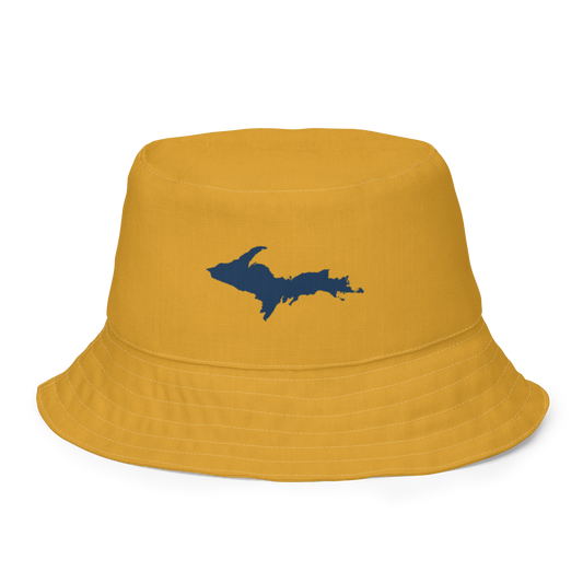 Michigan Upper Peninsula Bucket Hat (w/ Navy UP Outline) | Reversible - Gold