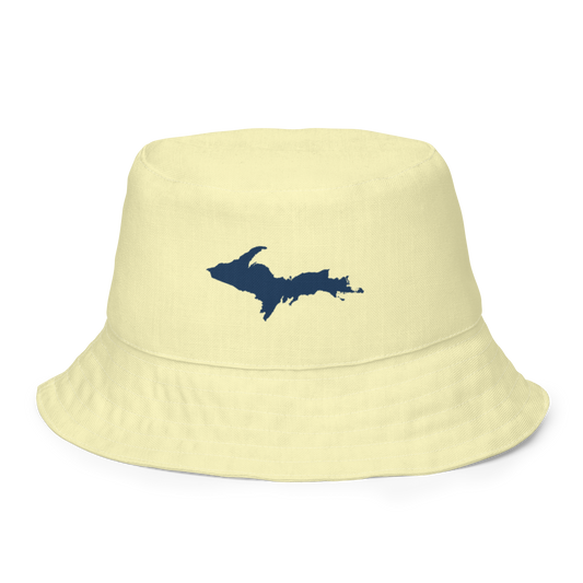 Michigan Upper Peninsula Bucket Hat (w/ Navy UP Outline) | Reversible - Canary Yellow