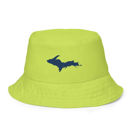 Michigan Upper Peninsula Bucket Hat (w/ Navy UP Outline) | Reversible - Green Gooseberry