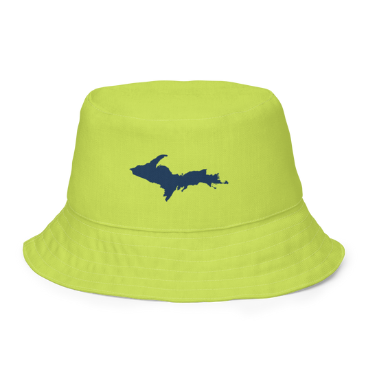 Michigan Upper Peninsula Bucket Hat (w/ Navy UP Outline) | Reversible - Green Gooseberry