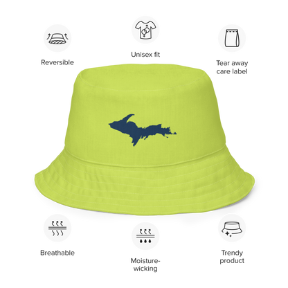 Michigan Upper Peninsula Bucket Hat (w/ Navy UP Outline) | Reversible - Green Gooseberry