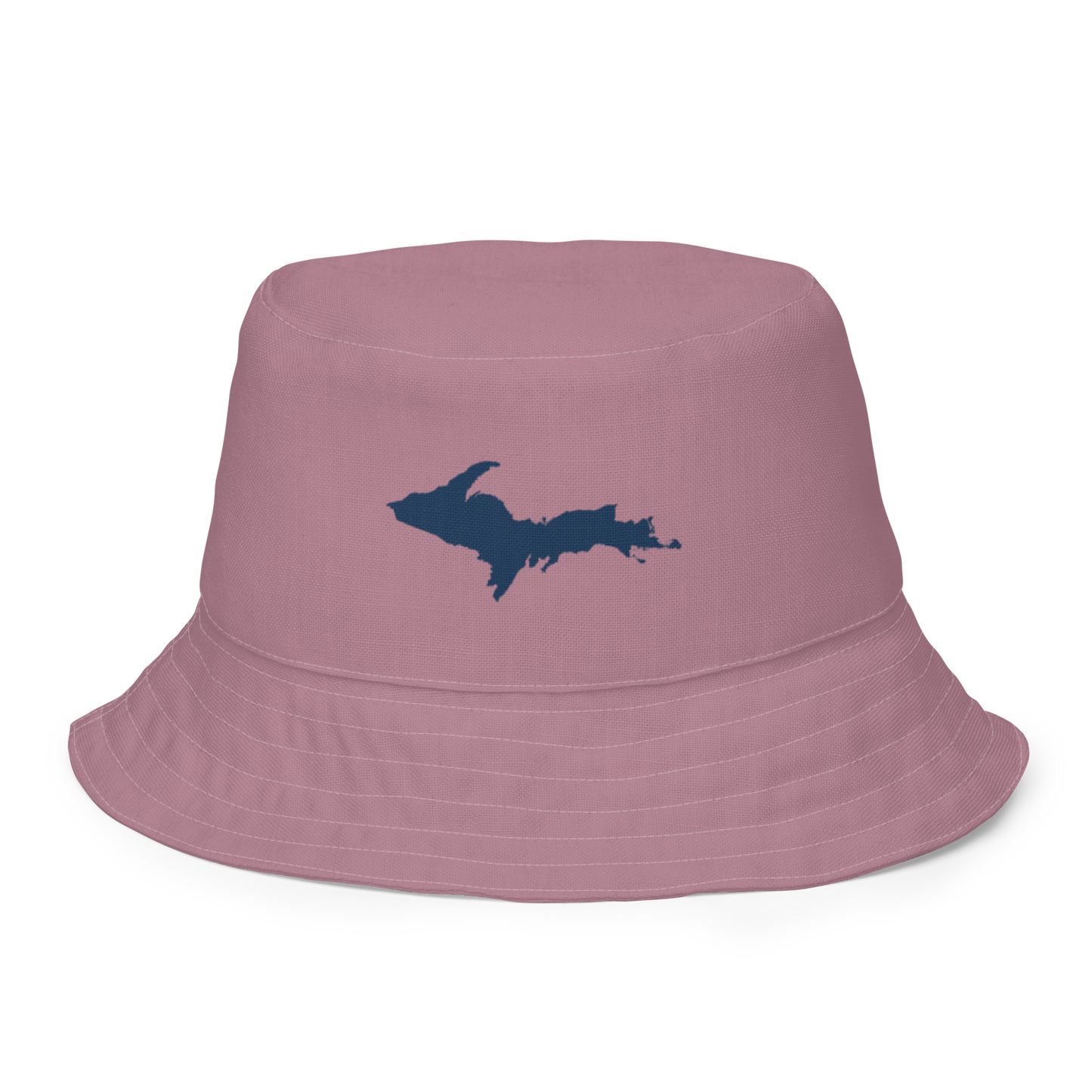 Michigan Upper Peninsula Bucket Hat (w/ Navy UP Outline) | Reversible - Cherry Blossom Pink