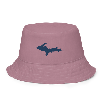 Michigan Upper Peninsula Bucket Hat (w/ Navy UP Outline) | Reversible - Cherry Blossom Pink