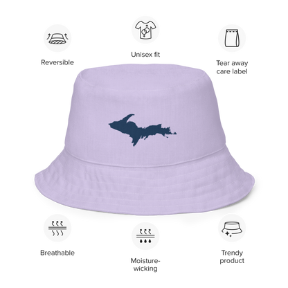 Michigan Upper Peninsula Bucket Hat (w/ Navy UP Outline) | Reversible - Lavender