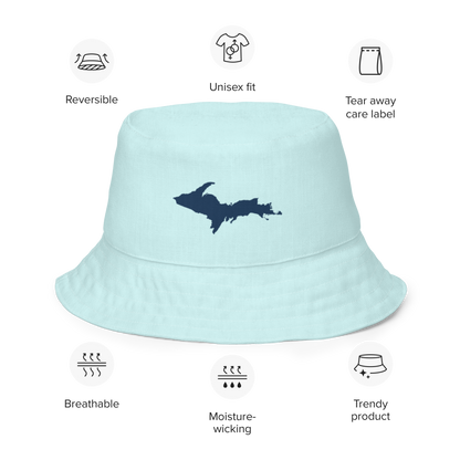 Michigan Upper Peninsula Bucket Hat (w/ Navy UP Outline) | Reversible - Cyan