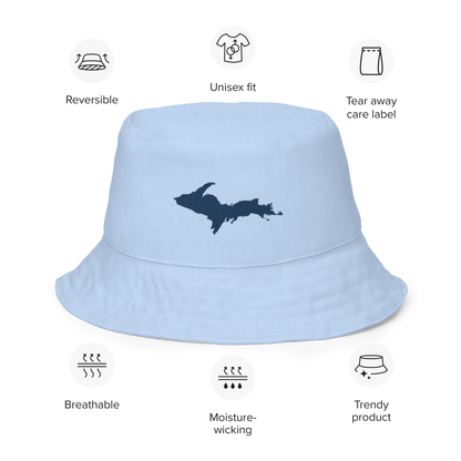 Michigan Upper Peninsula Bucket Hat (w/ Navy UP Outline) | Reversible - Light Blue