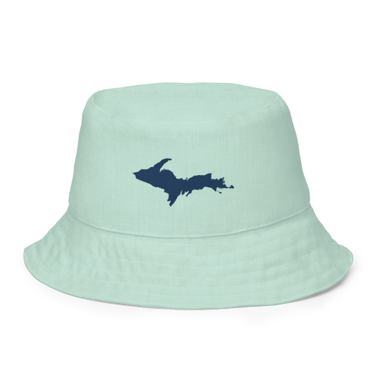 Michigan Upper Peninsula Bucket Hat (w/ Navy UP Outline) | Reversible - Sea Green