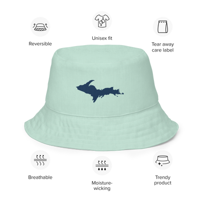 Michigan Upper Peninsula Bucket Hat (w/ Navy UP Outline) | Reversible - Sea Green