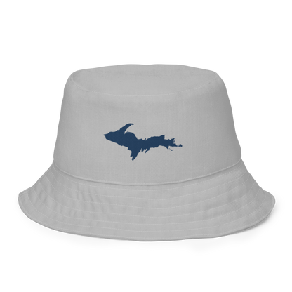 Michigan Upper Peninsula Bucket Hat (w/ Navy UP Outline) | Reversible - Silver