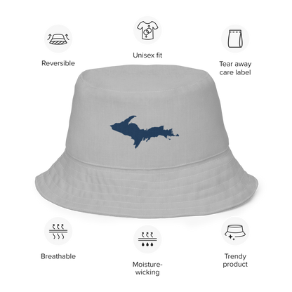 Michigan Upper Peninsula Bucket Hat (w/ Navy UP Outline) | Reversible - Silver