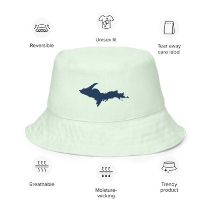 Michigan Upper Peninsula Bucket Hat (w/ Navy UP Outline) | Reversible - Dew Green