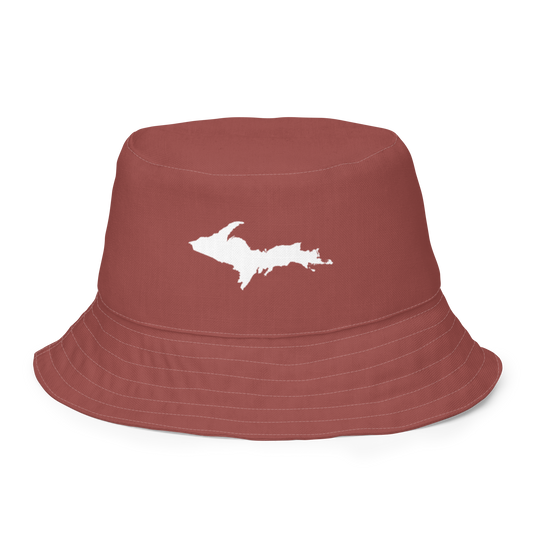 Michigan Upper Peninsula Bucket Hat (w/ UP Outline) | Reversible - Ore Dock Red