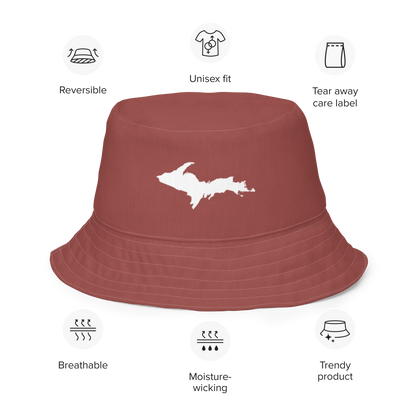 Michigan Upper Peninsula Bucket Hat (w/ UP Outline) | Reversible - Ore Dock Red