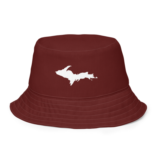 Michigan Upper Peninsula Bucket Hat (w/ UP Outline) | Reversible - Cherrywood Color