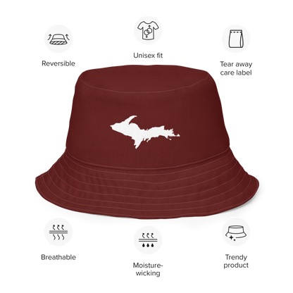 Michigan Upper Peninsula Bucket Hat (w/ UP Outline) | Reversible - Cherrywood Color