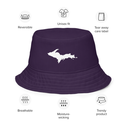 Michigan Upper Peninsula Bucket Hat (w/ UP Outline) | Reversible - Blackcurrant Color