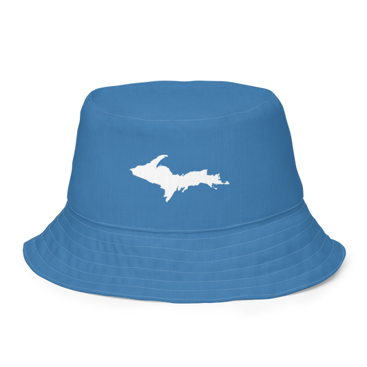 Michigan Upper Peninsula Bucket Hat (w/ UP Outline) | Reversible - Lake Superior Blue
