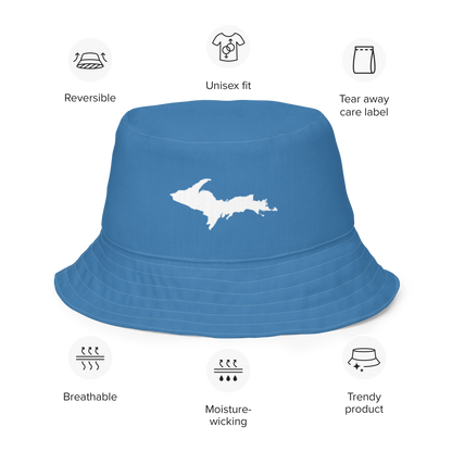 Michigan Upper Peninsula Bucket Hat (w/ UP Outline) | Reversible - Lake Superior Blue