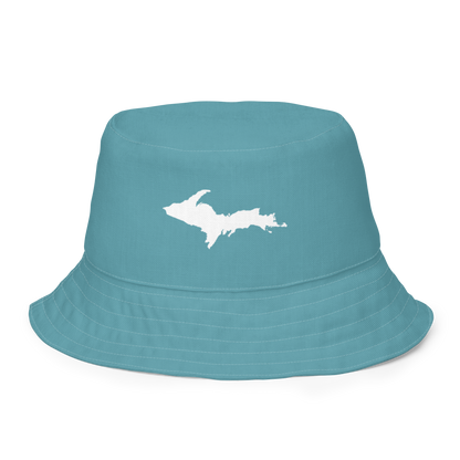 Michigan Upper Peninsula Bucket Hat (w/ UP Outline) | Reversible - Lake Huron Blue