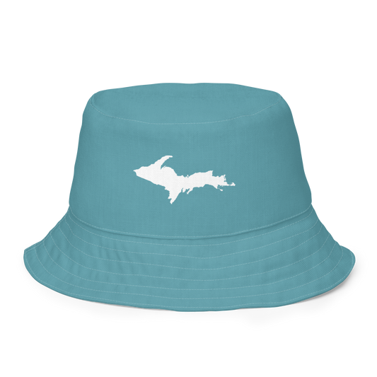 Michigan Upper Peninsula Bucket Hat (w/ UP Outline) | Reversible - Lake Huron Blue