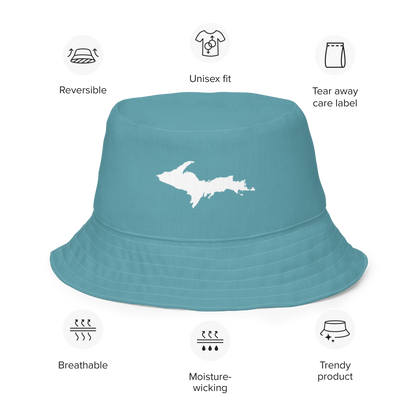 Michigan Upper Peninsula Bucket Hat (w/ UP Outline) | Reversible - Lake Huron Blue