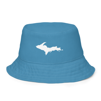 Michigan Upper Peninsula Bucket Hat (w/ UP Outline) | Reversible - Lake Michigan Blue