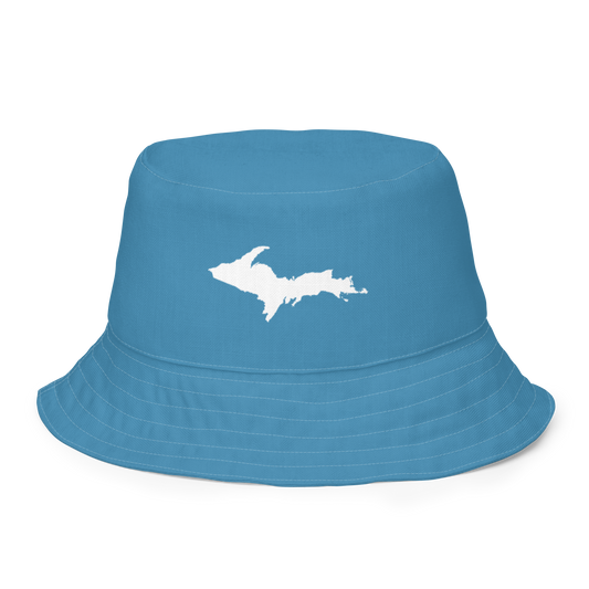 Michigan Upper Peninsula Bucket Hat (w/ UP Outline) | Reversible - Lake Michigan Blue