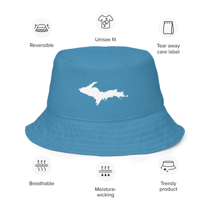 Michigan Upper Peninsula Bucket Hat (w/ UP Outline) | Reversible - Lake Michigan Blue