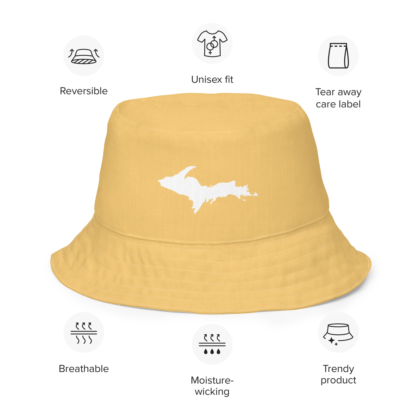 Michigan Upper Peninsula Bucket Hat (w/ UP Outline) | Reversible - Citrine