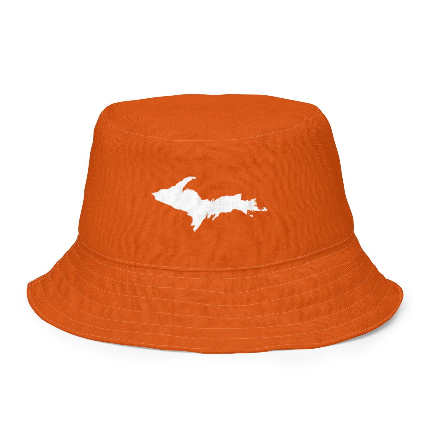 Michigan Upper Peninsula Bucket Hat (w/ UP Outline) | Reversible - Maple Leaf Orange