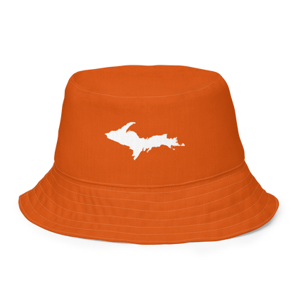 Michigan Upper Peninsula Bucket Hat (w/ UP Outline) | Reversible - Maple Leaf Orange