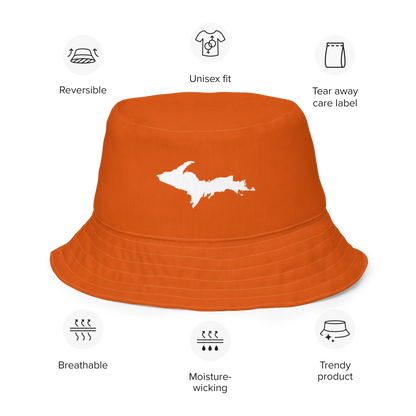 Michigan Upper Peninsula Bucket Hat (w/ UP Outline) | Reversible - Maple Leaf Orange