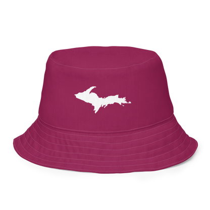 Michigan Upper Peninsula Bucket Hat (w/ UP Outline) | Reversible - Ruby Red