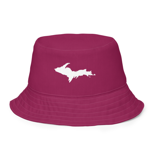 Michigan Upper Peninsula Bucket Hat (w/ UP Outline) | Reversible - Ruby Red