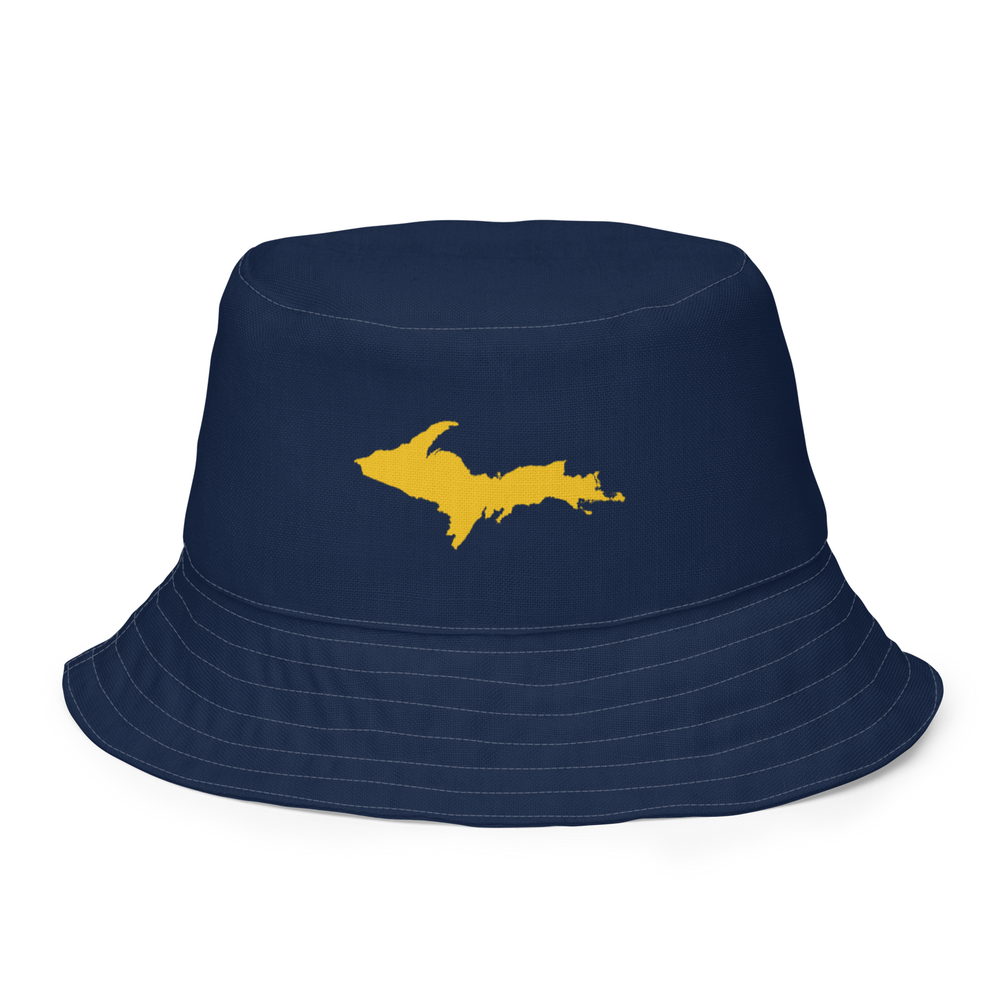 Michigan Upper Peninsula Bucket Hat (w/ Gold UP Outline) | Reversible - Navy