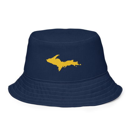 Michigan Upper Peninsula Bucket Hat (w/ Gold UP Outline) | Reversible - Navy